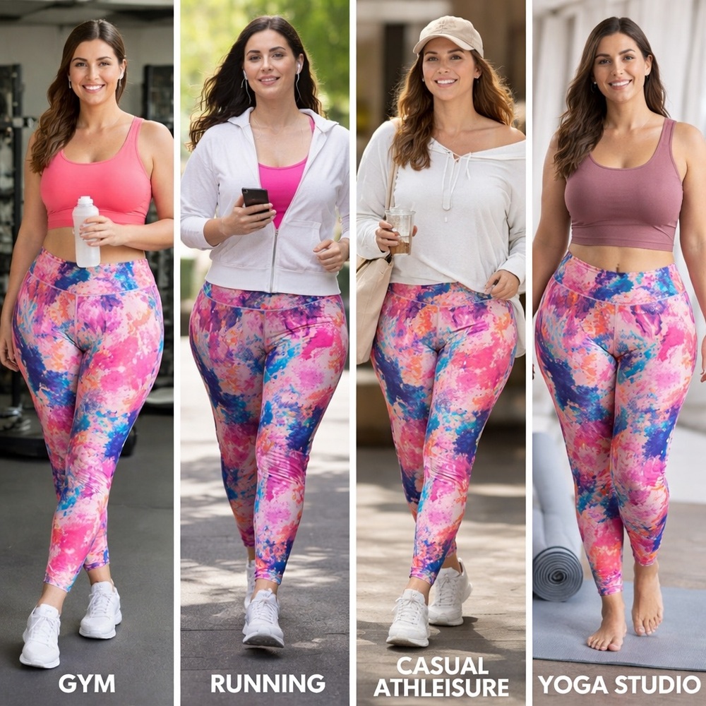 Pro Player Paint Splash Leggings 1X High Rise Activewear Yoga Athletic‎ Pants